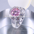 Hot Selling Classic Big Square Crystal Ring White Gold Plated Big Flower Ring